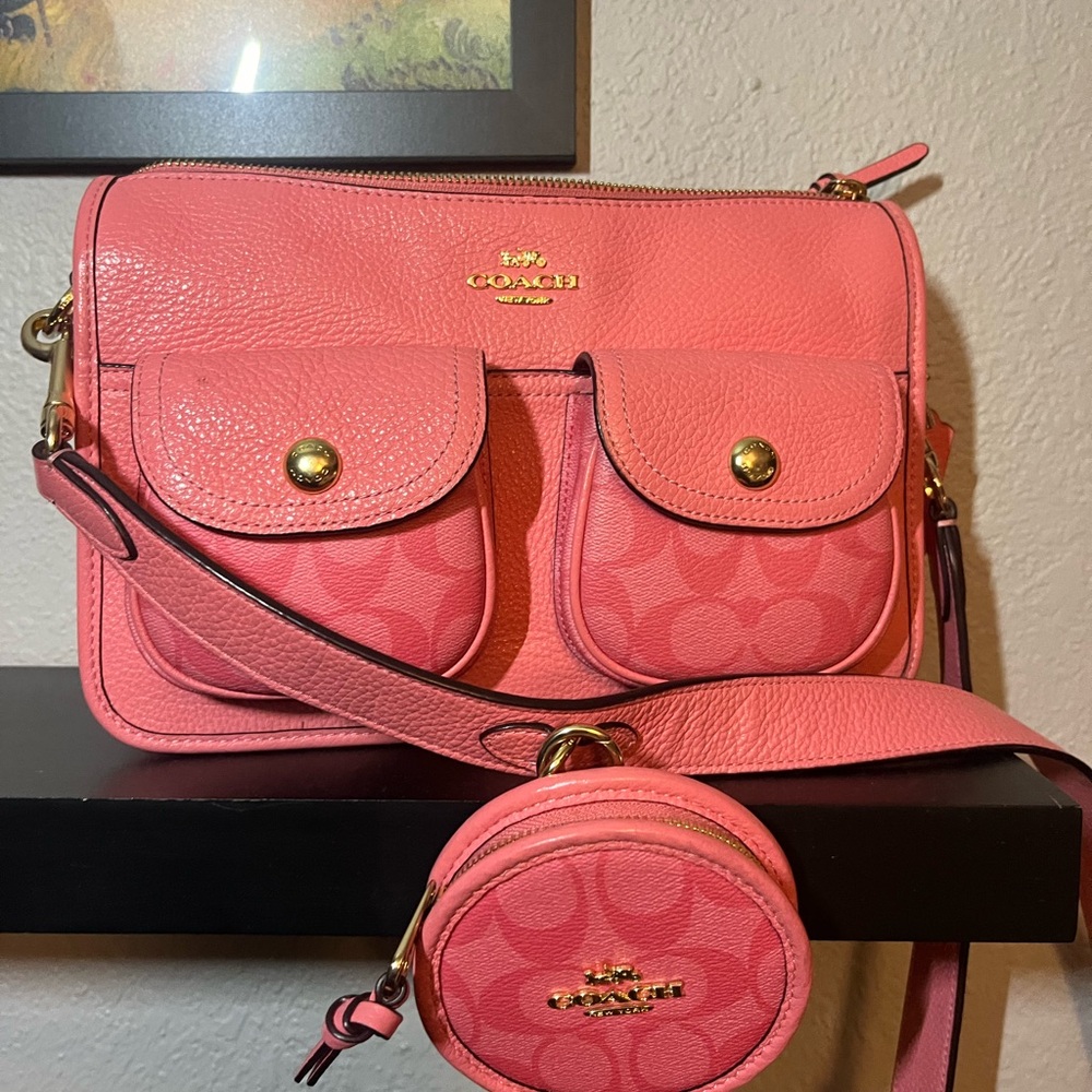Coach Pennie crossbody with coin purse  in Pink Lemonade